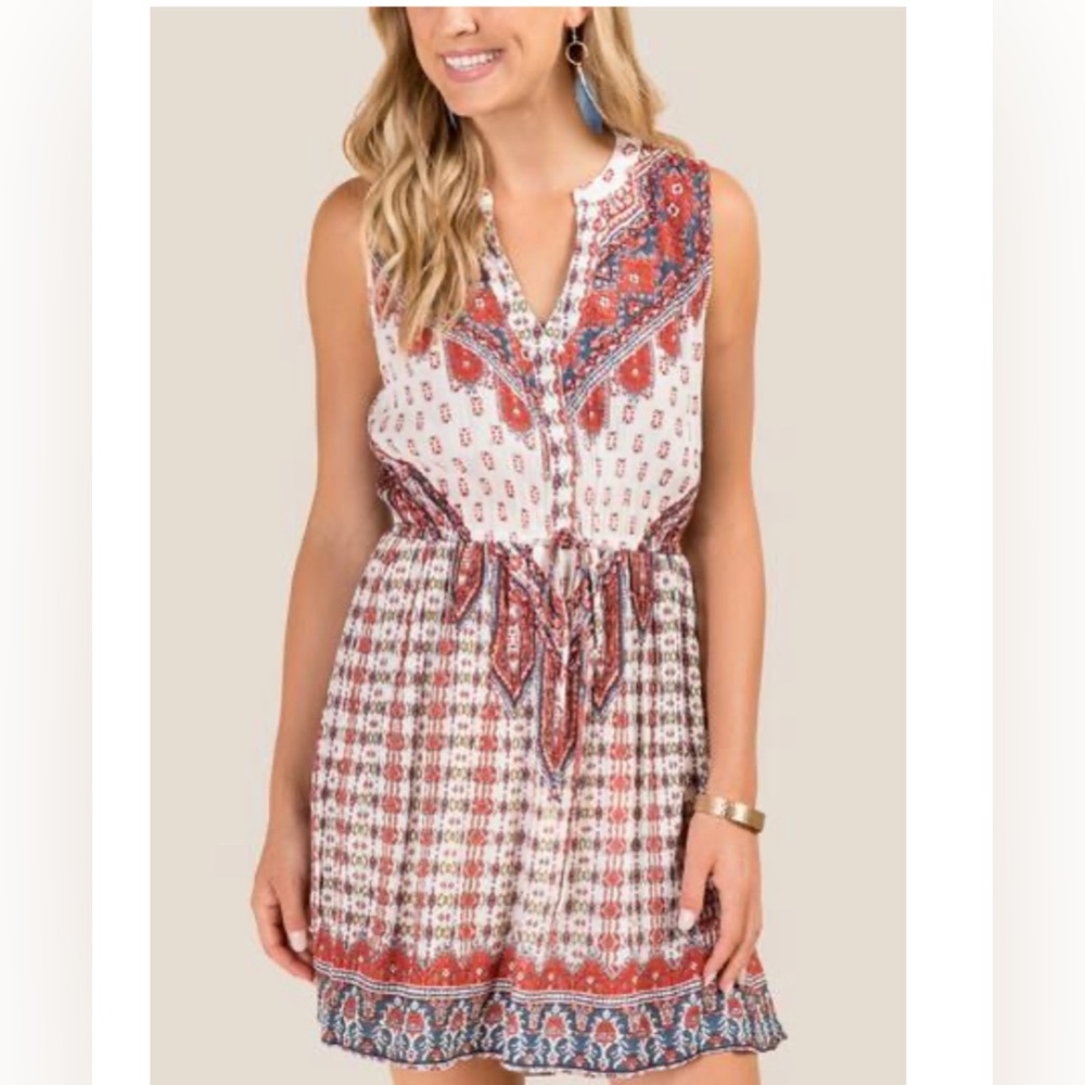 Francesca’s Emilia Mixed Print Dress Boho Small NEW NWT